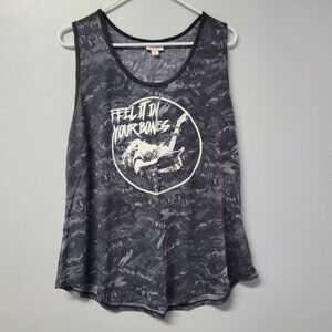 Lularoe Tank Top Rock Roll Guitar Gray Womens Plus 3XL Feel it in Your Bones